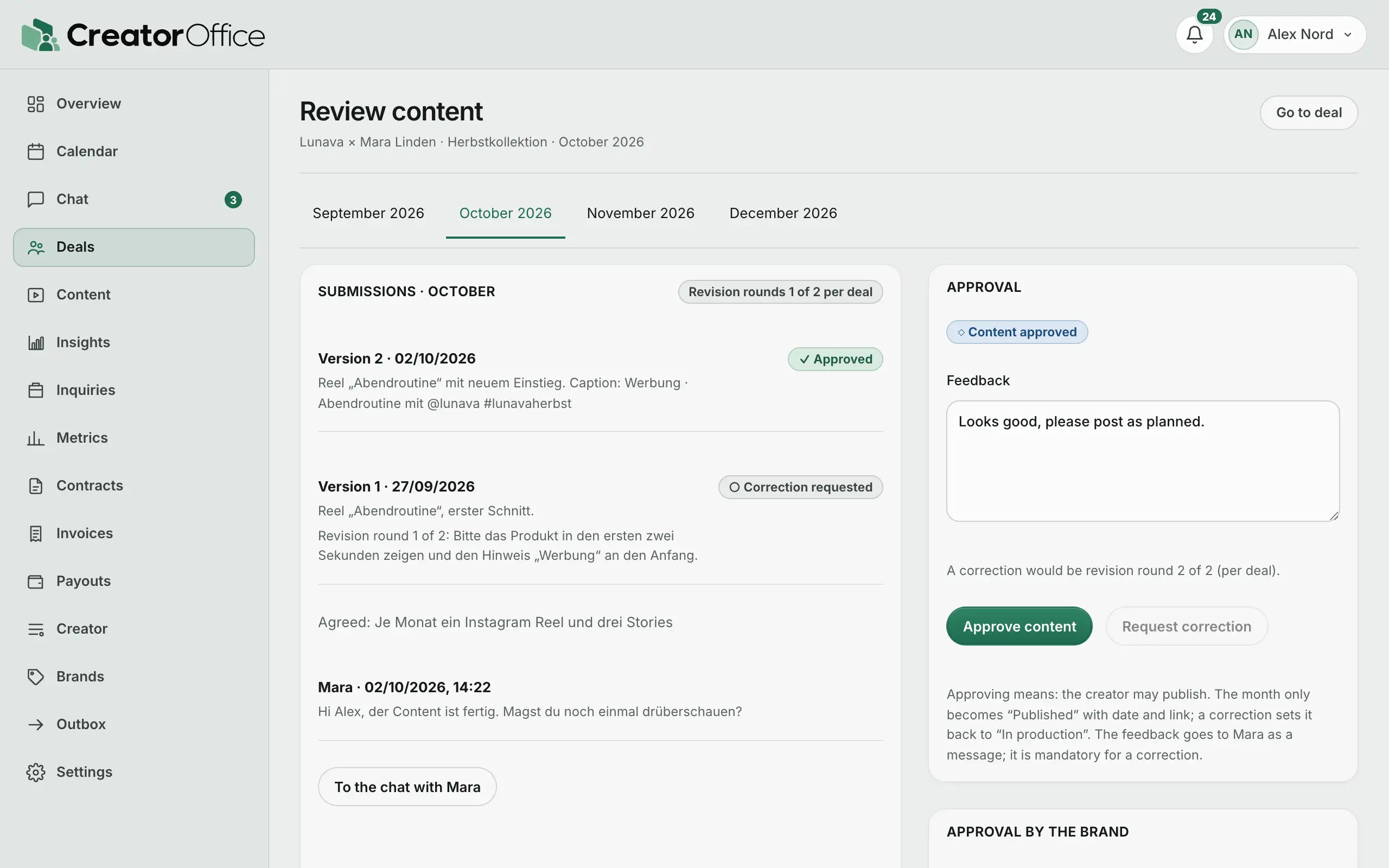 Agency portal: review and approve content.